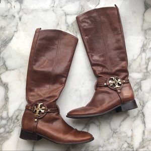 Tory Burch Brown Leather Riding Boots | Size 8.5